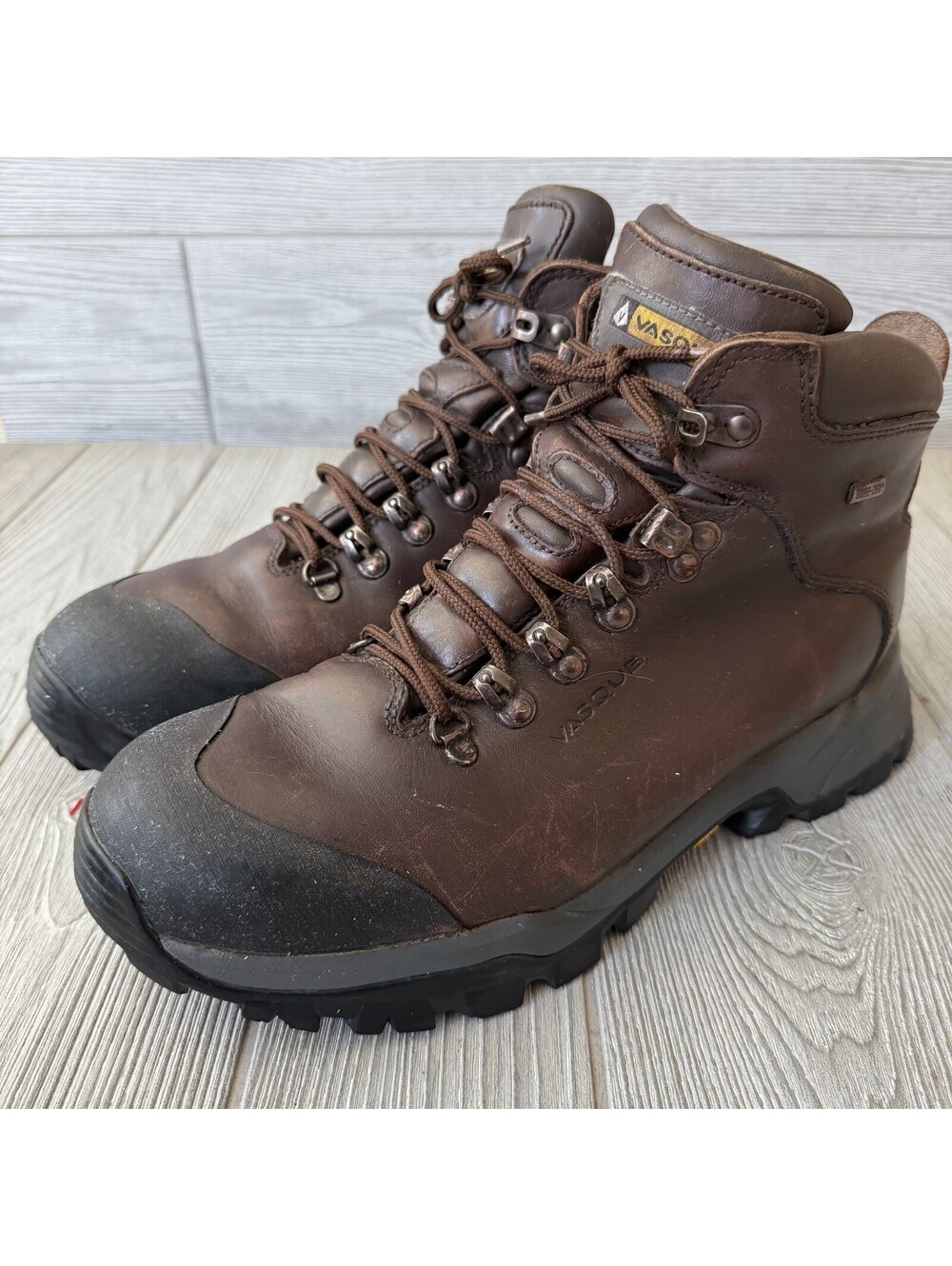 Vasque Mens Hiking Boots 12 Wide Gore-Tex Leather Vibram Waterproof Brown Trail